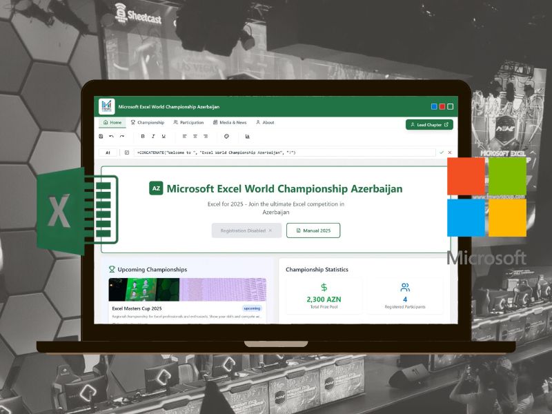 Редизайн веб-сайта Microsoft Excel World Championship Azerbaijan